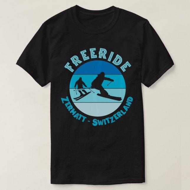 Skiing Zermatt Switzerland Freeride  T-Shirt (Design Front)