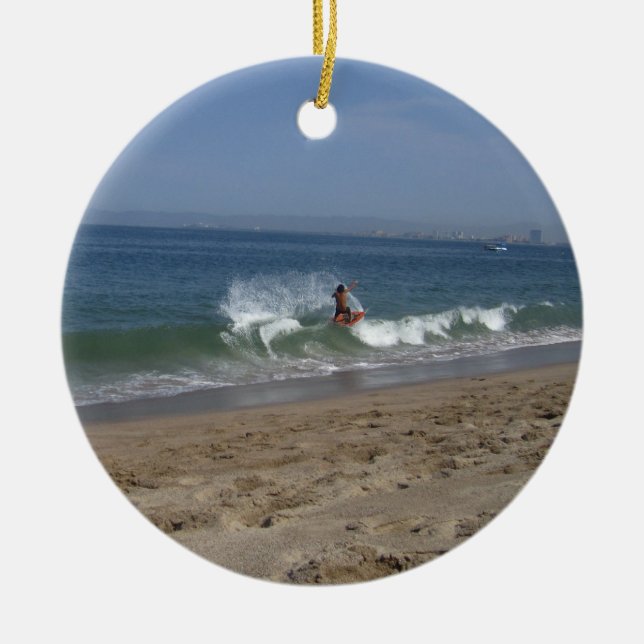 Skimboarder Success Ceramic Tree Decoration (Front)