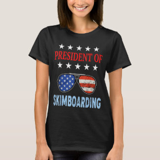 Skimboarding Accessories Usa Flag Beach Saying T-Shirt