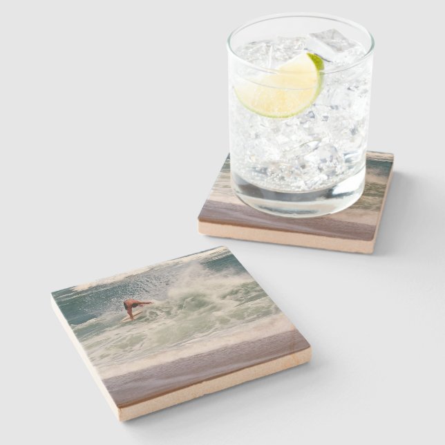 Skimboarding by Shirley Taylor Stone Coaster (Side)