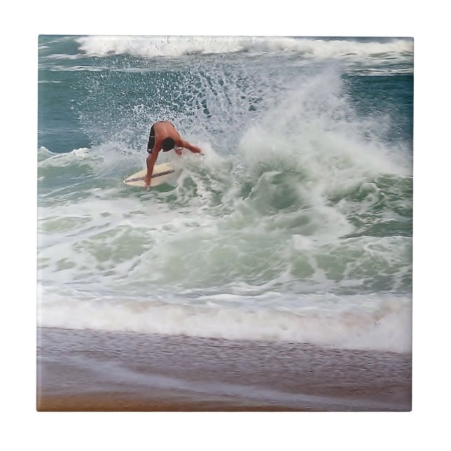 Skimboarding by Shirley Taylor Tile (Front)
