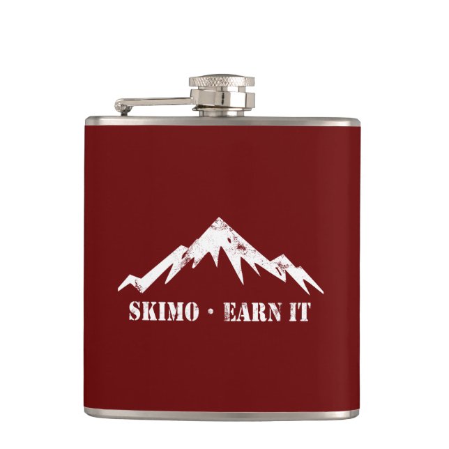 Skimo, Earn It Hip Flask (Front)