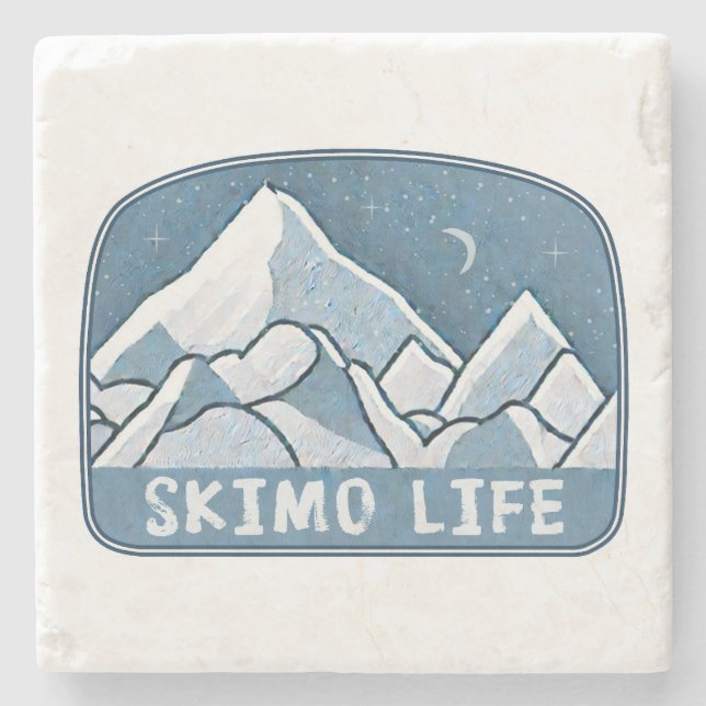 Skimo Life Stone Coaster (Front)