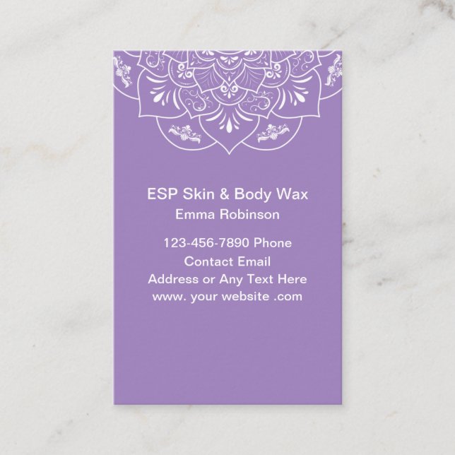 Skin And Body Wax Treatment Business Cards (Front)