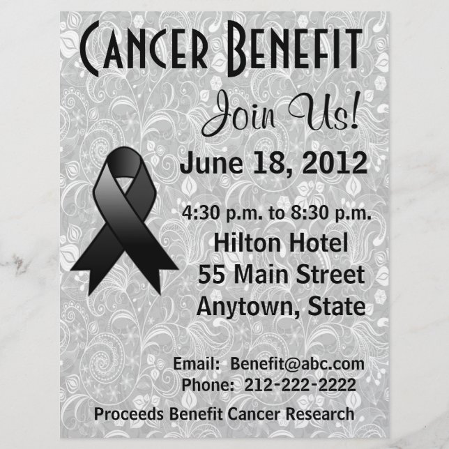 Skin Cancer Awareness Benefit Grey Floral Flyer (Front)