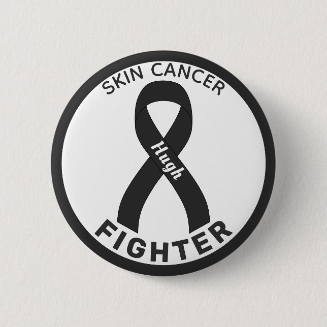 Skin Cancer Fighter Ribbon White Button (Front)