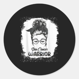 Skin Cancer Warrior Bleached Messy Bun Survivor Be Classic Round Sticker