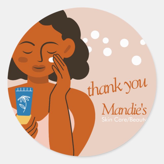 Skin Care Aesthetician Business Salon Thank You B Classic Round Sticker (Front)