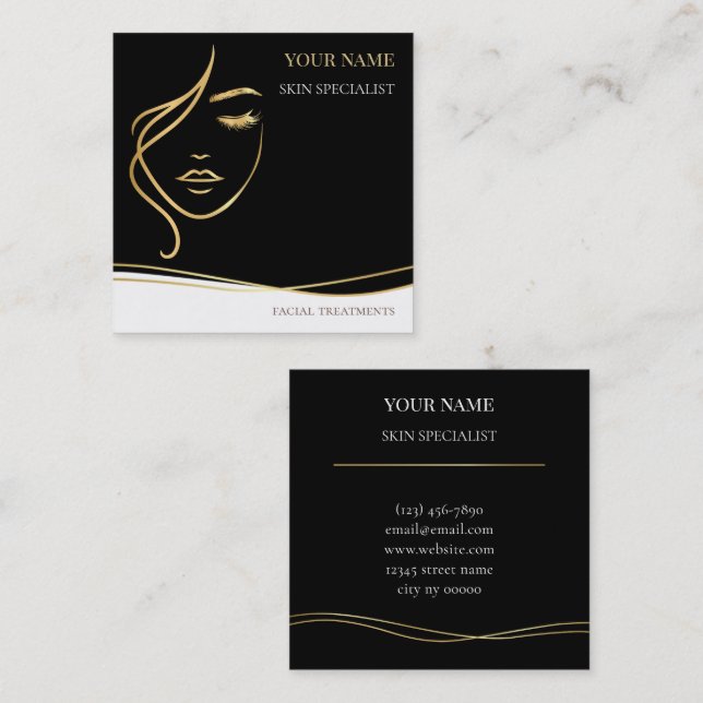Skin care & Beauty Salon Square Business Card (Front/Back)