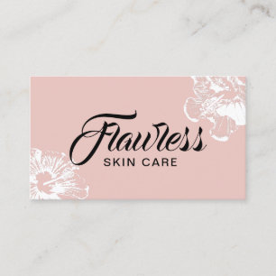 Skin Care Esthetician Blush Pink Elegant Floral Business Card