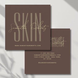Skin care expert modern typography script brown  square business card