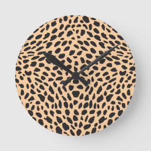 Skin cheetah decor round clock
