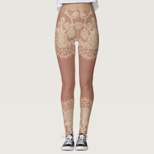 Skin Colour Sheer Lace Panty Effect  Leggings