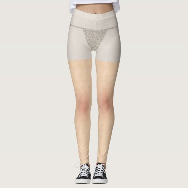 Skin Texture With See Through Shorts Legging (Front)