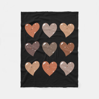 Skin Tone Hearts African American Black History  Fleece Blanket