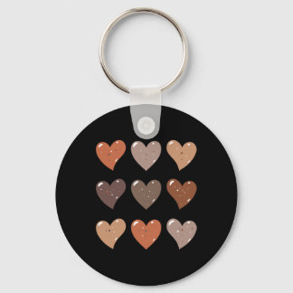 Skin Tone Hearts African American Black History Key Ring