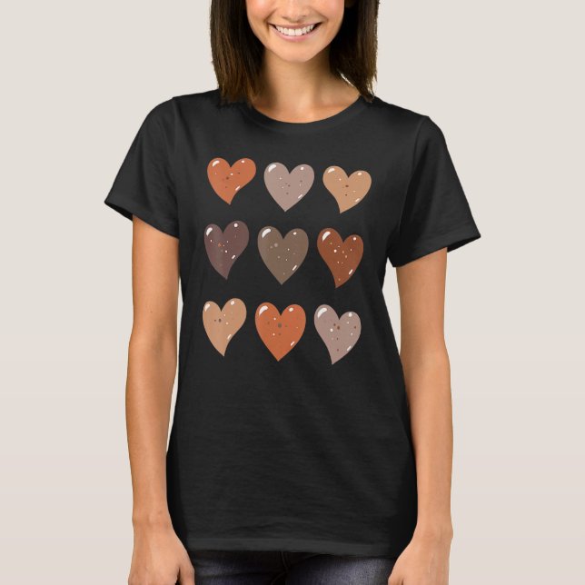 Skin Tone Hearts Black History Melanin Afro Africa T-Shirt (Front)