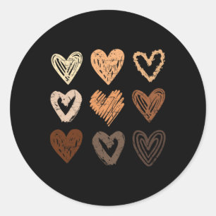 Skin Tone Hearts Juneteenth Black History Month Classic Round Sticker