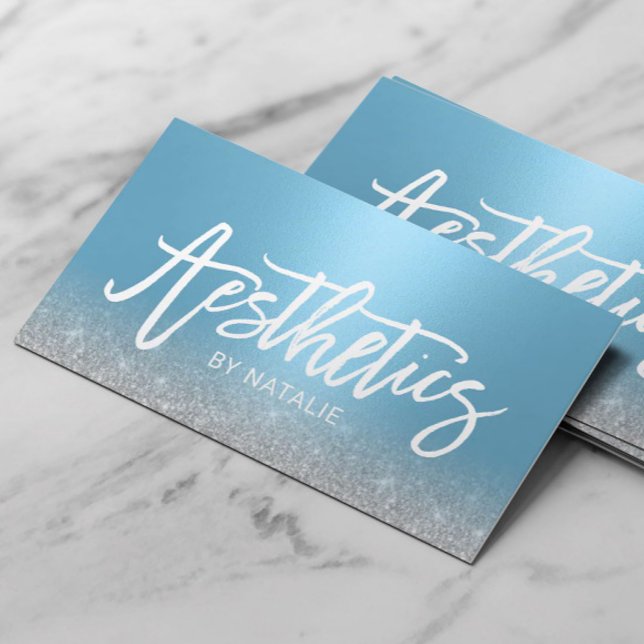 Skincare Aesthetician Modern Light Blue Aesthetics Business Card (Creator Uploaded)
