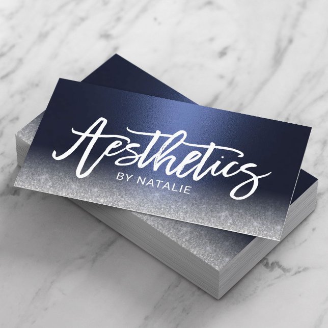 Skincare Aesthetician Modern Navy Blue Aesthetics Business Card (Creator Uploaded)