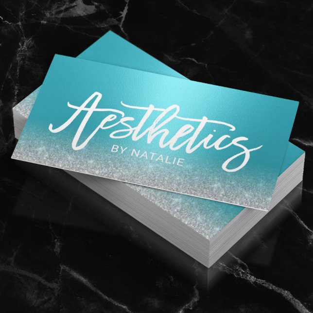 Skincare Aesthetician Modern Turquoise Aesthetics Business Card (Creator Uploaded)