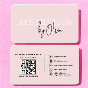 Skincare Aesthetician QR Code Blush Pink  Business Card
