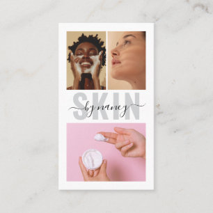 Skincare Bold Typography Photo Collage Qr Code Business Card