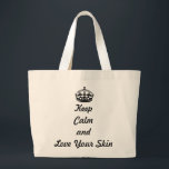 Skincare Lovers "Keep Calm and Love Your Skin" Large Tote Bag<br><div class="desc">What a cute tote to carry your products and catalogue's in if you are a Skincare Consultant with Avon,  Mary Kay,  Arbonne  or any company. Great conversation piece too!</div>