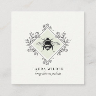 Skincare Products Elegant Honey Bee Logo  Square B Business Card