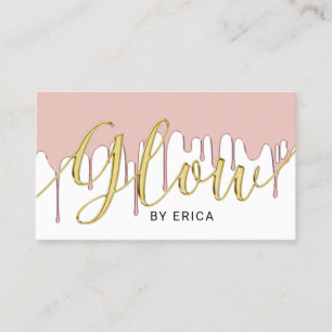 Skincare Salon Glow Esthetician Rose Gold Drips Business Card
