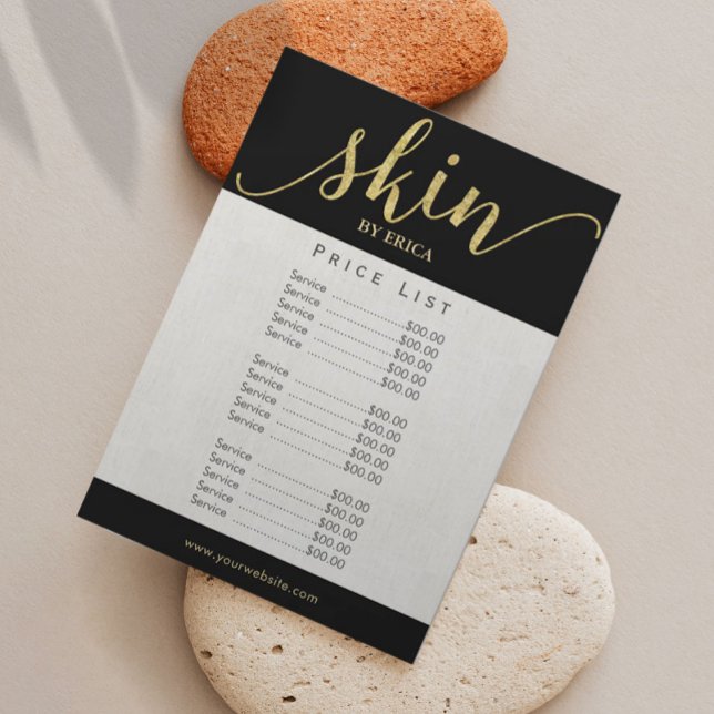 Skincare Salon Spa Aesthetician Elegant Price List (Creator Uploaded)