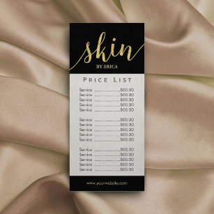 Skincare Salon Spa Aesthetician Elegant Price List Rack Card