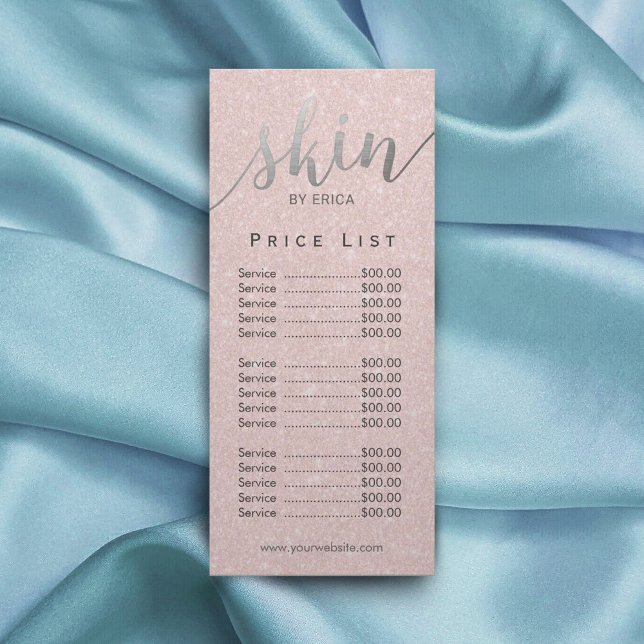 Skincare Salon Spa Aesthetician Elegant Price List Rack Card (Creator Uploaded)