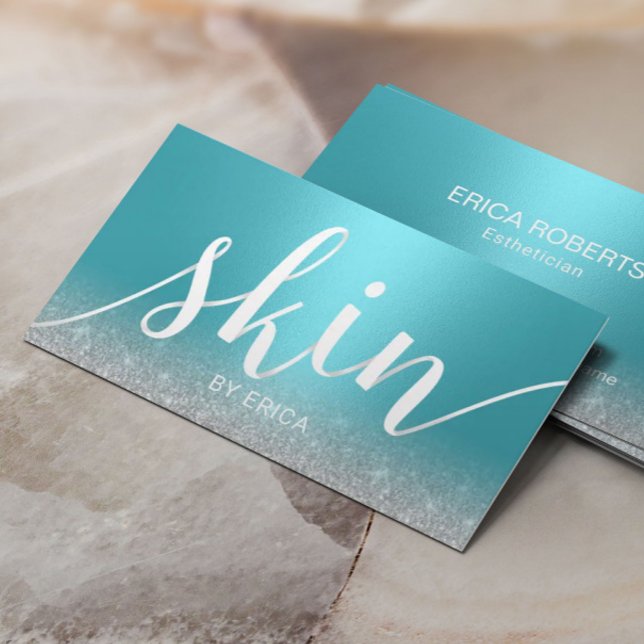 Skincare Salon Spa Aesthetician Modern Turquoise Business Card (Creator Uploaded)