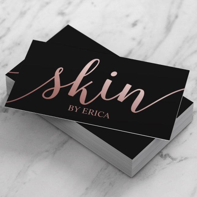 Skincare Salon Spa Aesthetician Rose Gold & Black Business Card (Creator Uploaded)