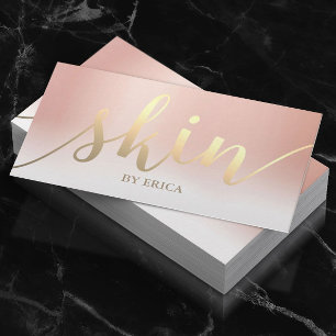 Skincare Salon Spa Aesthetician Rose Gold Pastel Business Card