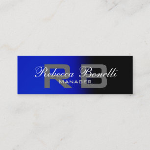 Skinny Black Blue Grey Monogram Business Card