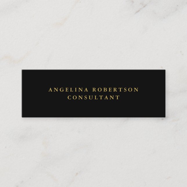 Skinny Black Gold Colour Professional Trendy Mini Business Card (Front)
