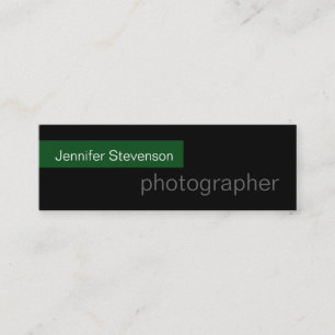 Skinny Black Green Trend Photography Business Card