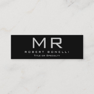 Skinny Black White Grey Monogram Business Card