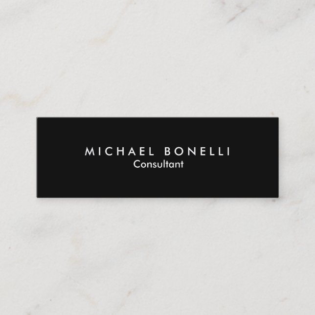 Skinny Black White Minimalist Business Card (Front)