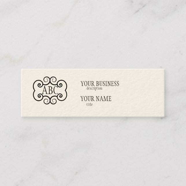 Skinny Business Card Std Paper Cream Monogram (Front)