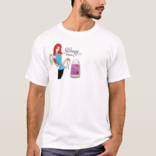 Skinny Fibre Chest Print with Lady  White T-Shirt