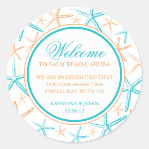 Skinny Finger Starfish Wedding Welcome Classic Round Sticker