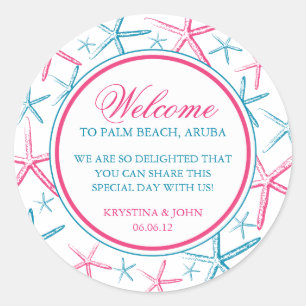 Skinny Finger Starfish Wedding Welcome Classic Round Sticker