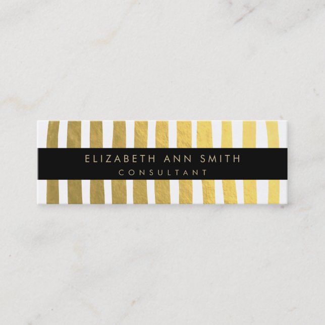 Skinny Gold Effect Chic Business Card (Front)