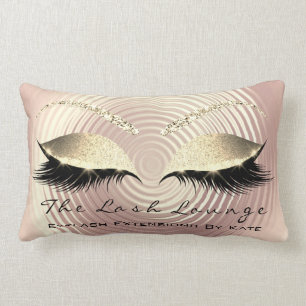 Skinny Gold Glitter Pink Makeup Eyes Lashes Studio Lumbar Cushion