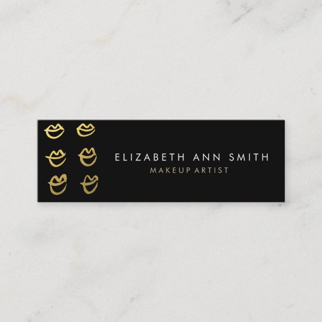 Skinny Gold Makeup Artist Chic Business Card (Front)