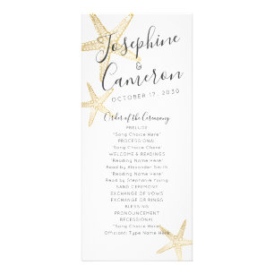 Skinny Gold Starfish Wedding Program Rack Card