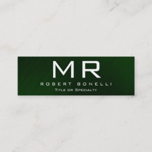 Skinny Green White Color Monogram Business Card